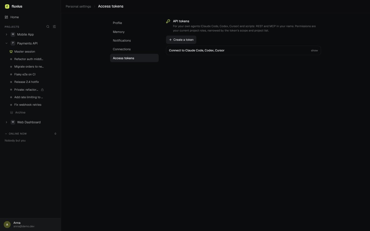 Account settings: API tokens and a snippet to connect Claude Code, Codex or Cursor